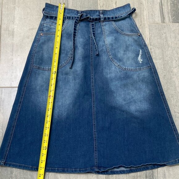 Anthropologie Blue A-Line Denim Skirt - Picture 5 of 10